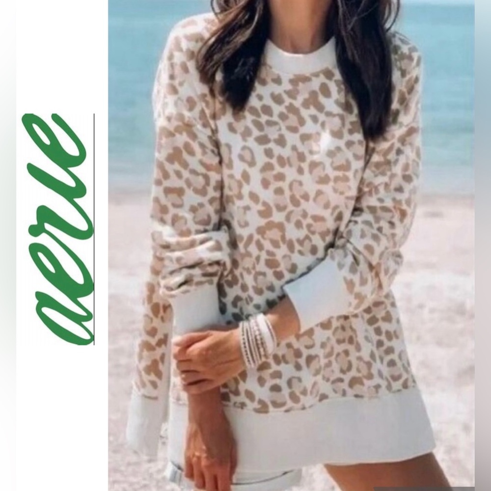 Aerie‎ Women’s Sz L Desert Leopard Oversized Sweatshirt